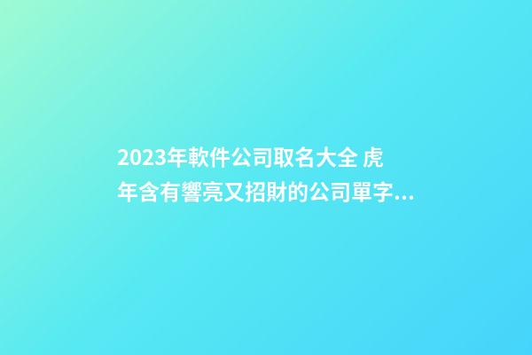 2023年軟件公司取名大全 虎年含有響亮又招財的公司單字的字-名學網-第1張-公司起名-玄機派